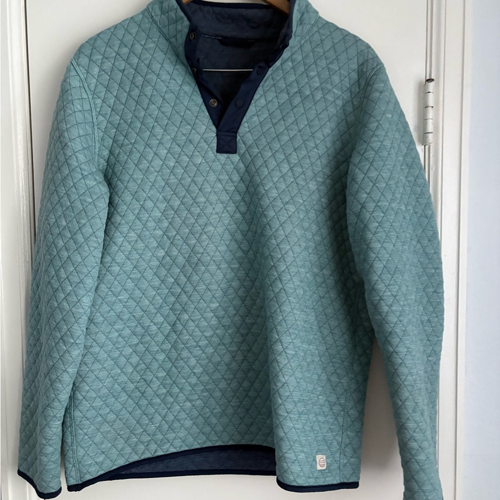 Marine Layer Women's Quilted quarter snap- Teal and Navy
